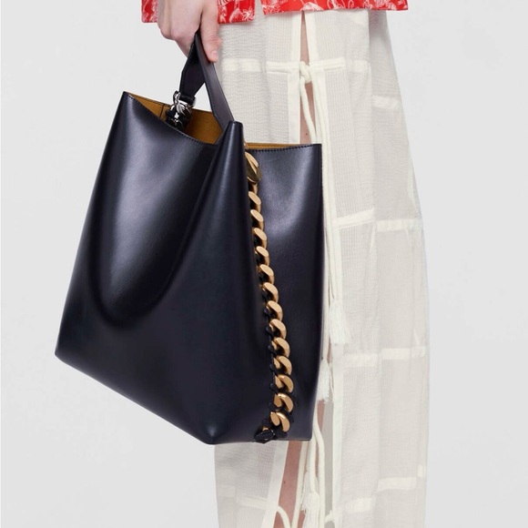 Stella McCartney Frayme Black, Gold and Silver Vegan Leather Shoulder Bag - Picture 14 of 14